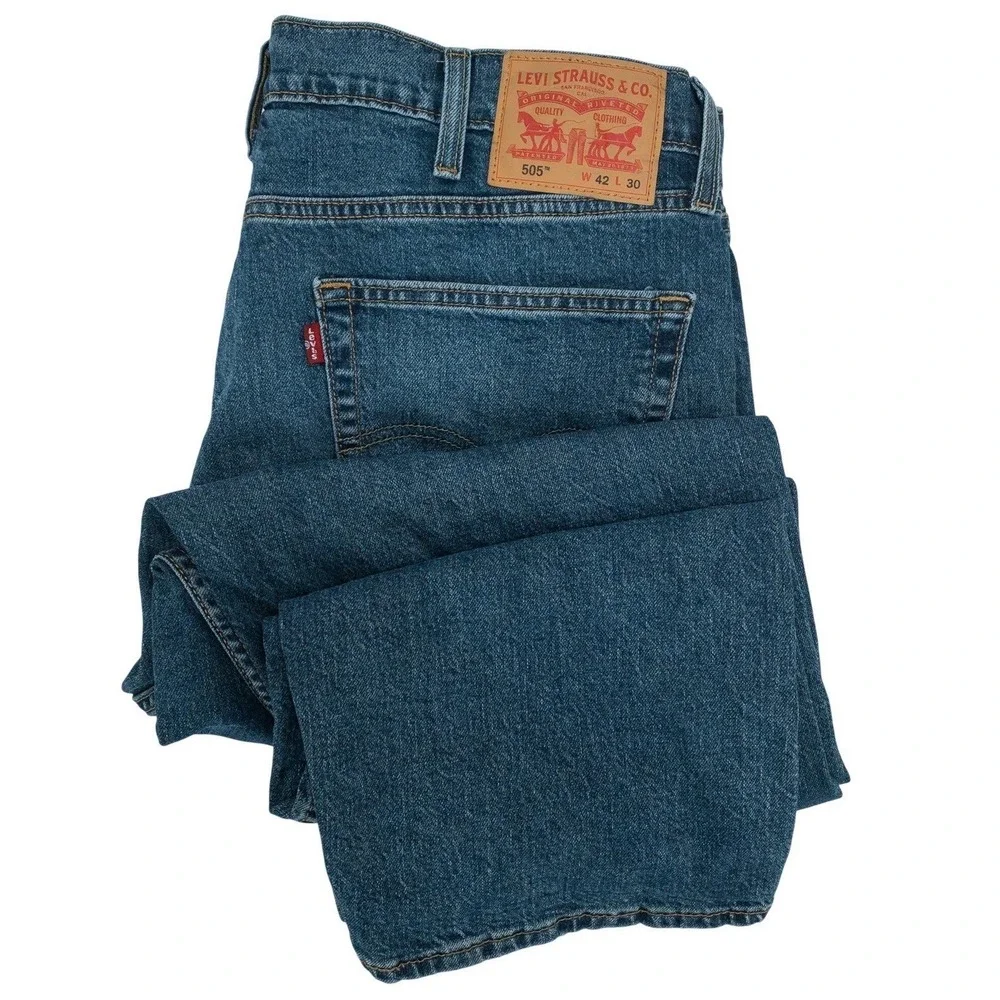 Levi's 505 Regular Fit Jeans‎ Mens 42x30 Blue Denim